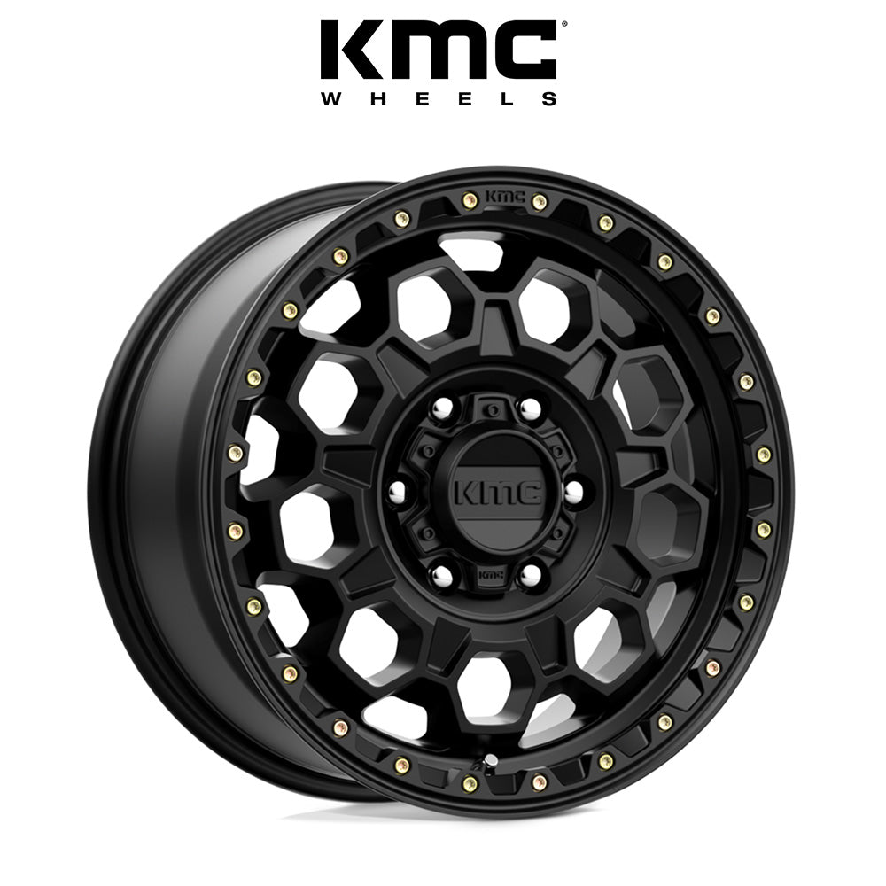 トヨタ ランドクルーザー用 KMC トレック 17x8J ET 35 フロント、リア サテンブラック ホイール４本セット　KMC KM545 17X8 6X5.5 S-BLK 35MM (消費税、送料込み)