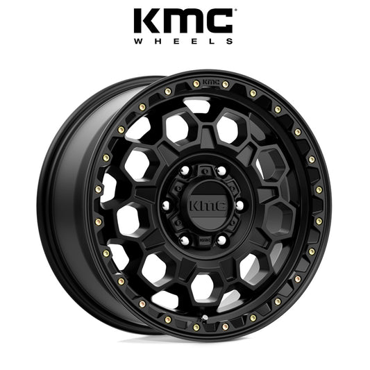 トヨタ ランドクルーザー用 KMC トレック 17x8J ET 35 フロント、リア サテンブラック ホイール４本セット　KMC KM545 17X8 6X5.5 S-BLK 35MM (消費税、送料込み)