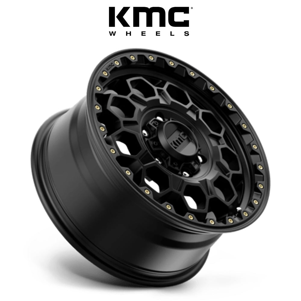 トヨタ ランドクルーザー用 KMC トレック 17x8J ET 35 フロント、リア サテンブラック ホイール４本セット　KMC KM545 17X8 6X5.5 S-BLK 35MM (消費税、送料込み)
