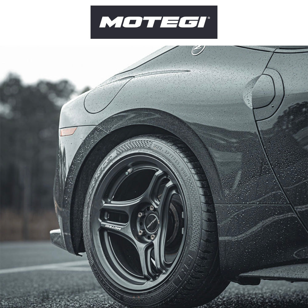 日産フェアレディＺ用 モテギ レーシング コジン 18x9.5J ET 25 フロント&リア マットブラック フローフォーミング・アルミニウムホイール４本セット (消費税、送料込み)