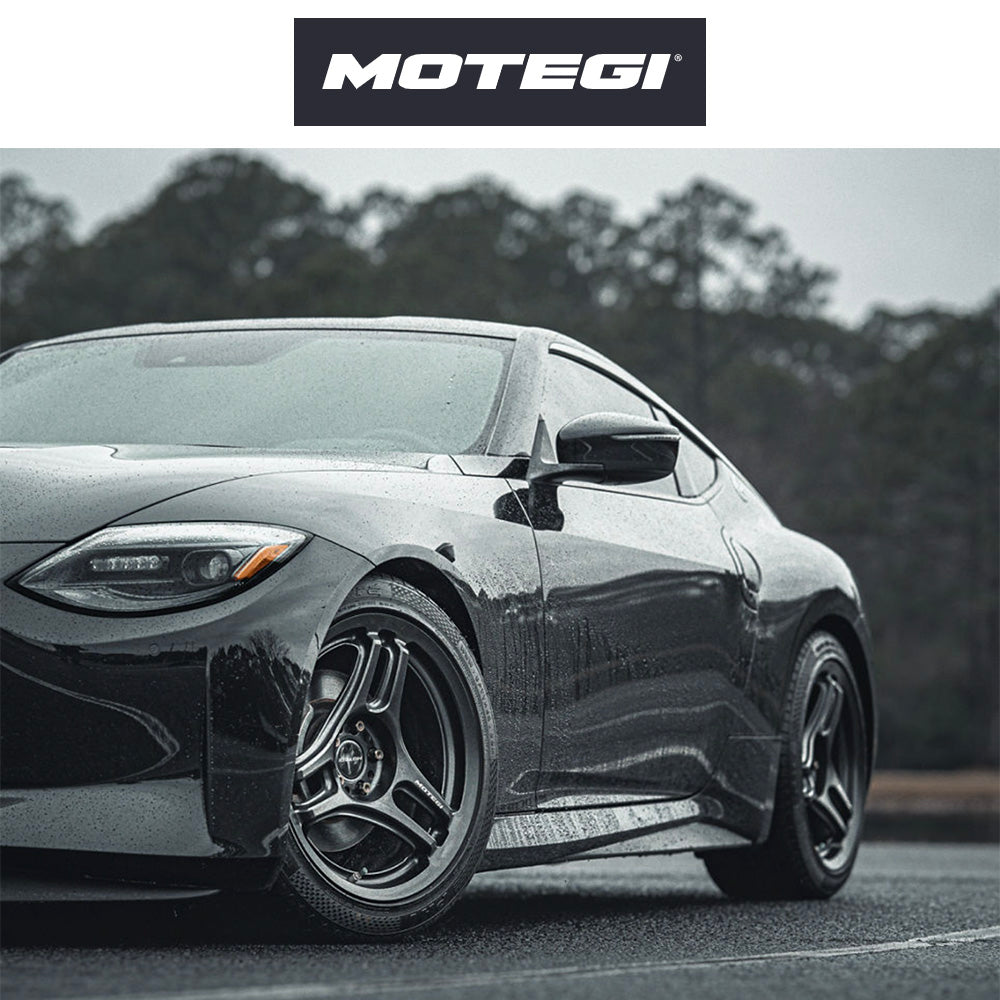 日産フェアレディＺ用 モテギ レーシング コジン 18x9.5J ET 25 フロント&リア マットブラック フローフォーミング・アルミニウムホイール４本セット (消費税、送料込み)