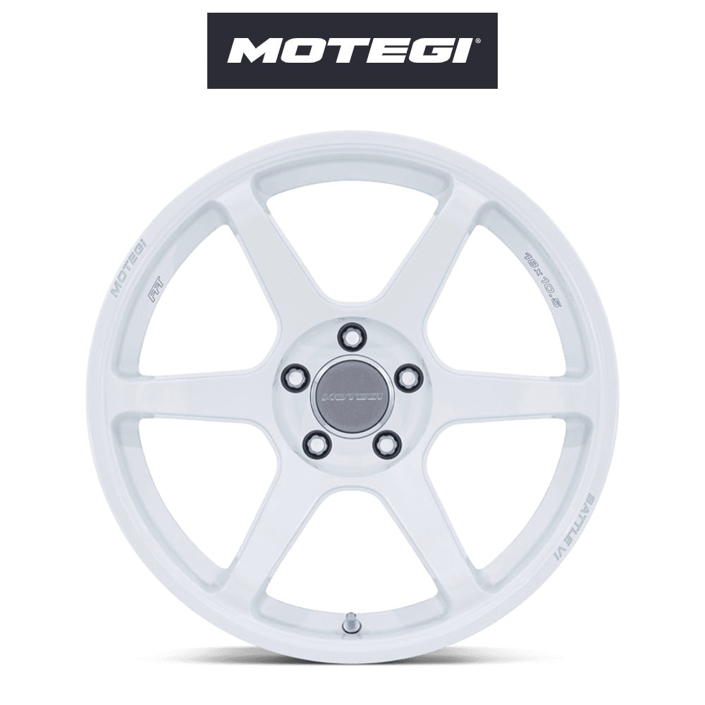 スバル ＢＲＺ (Subaru BRZ)用 モテギ レーシング バトル６ 18x9.5J ET 38 フロント&リア ホワイト フロー成形アルミニウムホイール４本セット Motegi BATTLE VI 18X9.5 5X100 56 +38 MA-WHT-PRL (消費税、送料込み)