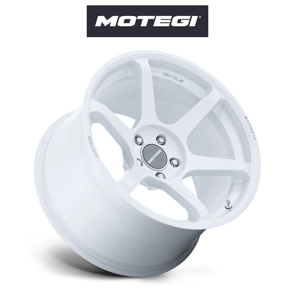 スバル ＢＲＺ (Subaru BRZ)用 モテギ レーシング バトル６ 18x9.5J ET 38 フロント&リア ホワイト フロー成形アルミニウムホイール４本セット Motegi BATTLE VI 18X9.5 5X100 56 +38 MA-WHT-PRL (消費税、送料込み)
