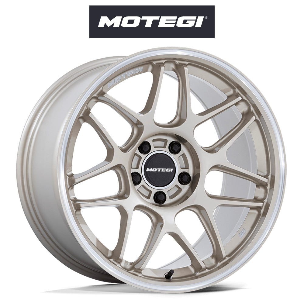 日産フェアレディＺ (Nissan Z)用 モテギ レーシング ツバキ 18x8.5J ET 35 フロント 18x9.5J ET 25 リア モータースポーツゴールド マシンドリップストライプ付きホイール４本セット Motegi TSUBAKI 18X8.5 5X4.5 72 +35 MOT-GLD MCH / TSUBAKI 18X9.5 5X4.5 72 +25 MOT-GLD MCH (送料無料)