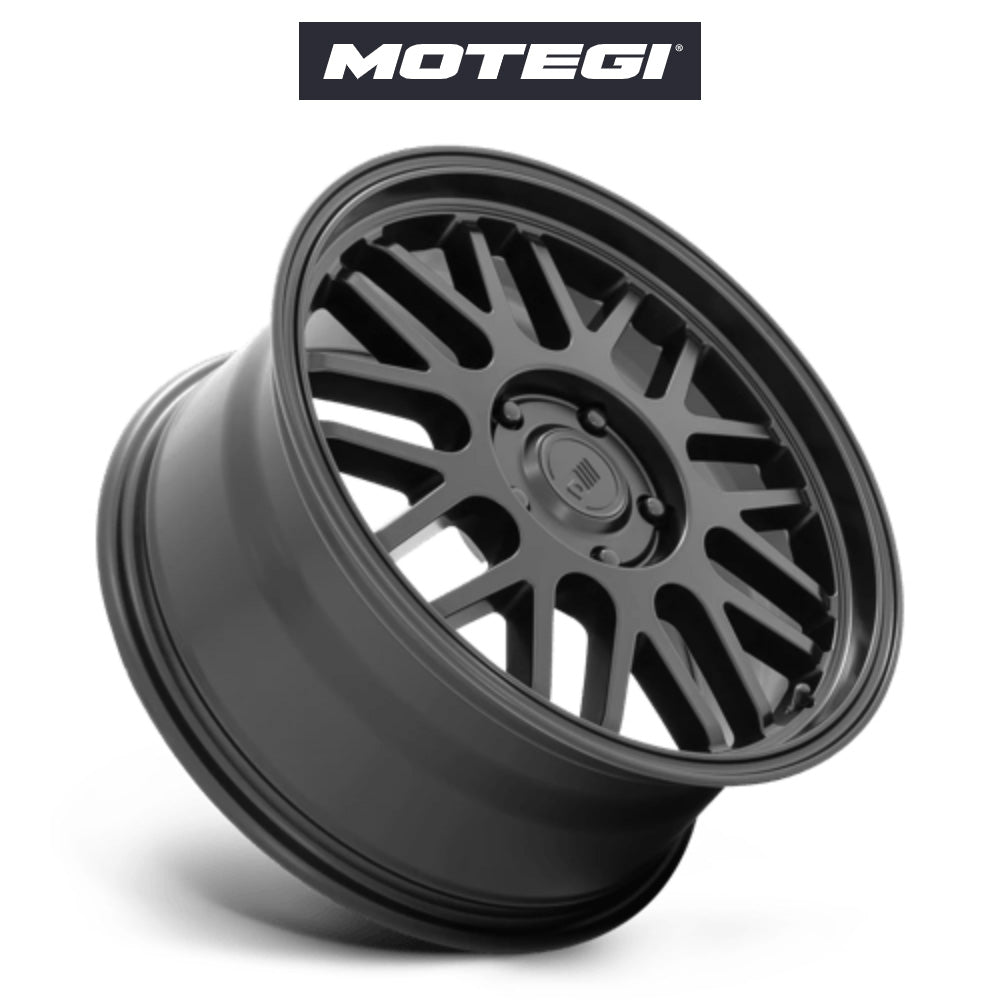 テスラ モデル３ (TESLA Model 3)用 モテギ M9 18x8.5J サテンブラック ホイール４本セット Motegi M9 MR144 18X8.5 5X4.5 S-BLK 35MM (送料無料)