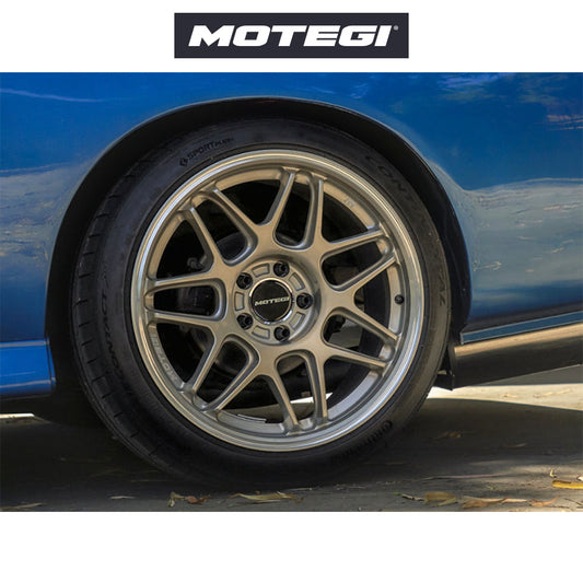 テスラ モデル３ (TESLA Model 3)用 モテギ MR158 ツバキ 18x8.5J レーシングゴールド マシンドリップ ホイール４本セット Motegi Tsubaki MR158 18X8.5 5X4.5 MOT-GLD MCH 35MM (送料無料)