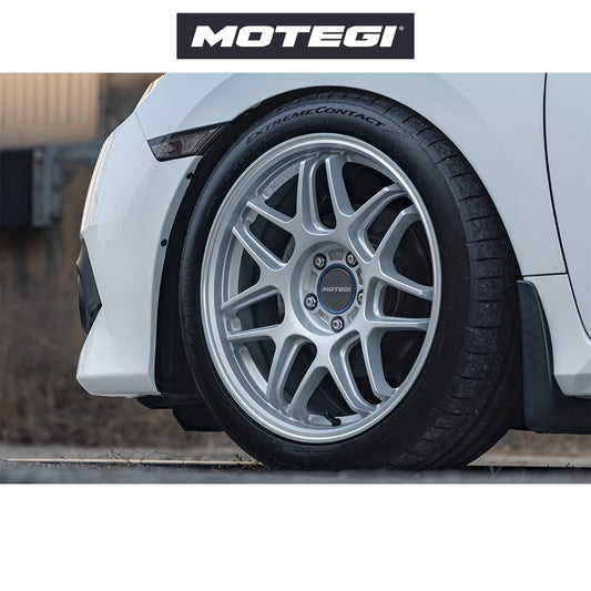 テスラ モデル３ (TESLA Model 3)用 モテギ MR158 ツバキ 18x8.5J ハイパーシルバー マシンドリップ ホイール４本セット Motegi Tsubaki MR158 18X8.5 5X4.5 H-SLV MCH 35MM (送料無料)