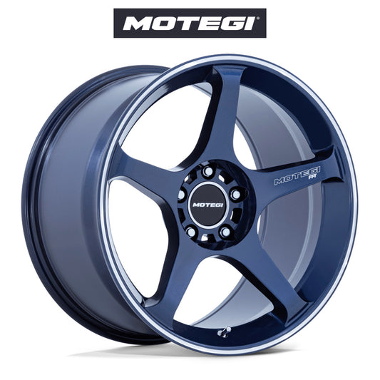 テスラ モデル３ (TESLA Model 3)用 モテギ バトル V 18x9.5J オブシディアンブルー ホイール４本セット Motegi Battle V MR159 18X9.5 5X4.5 OB-BLU MCH 38MM (送料無料)