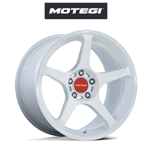 トヨタ ＧＲ８６ (Toyota GR86)用 モテギ レーシング バトル５ 18x8.5J ET 30 フロント&リア ホワイト フロー成形アルミニウムホイール４本セット Motegi BATTLE V 18X8.5 5X100 56 +30 MA-WHT MCH (消費税、送料込み)