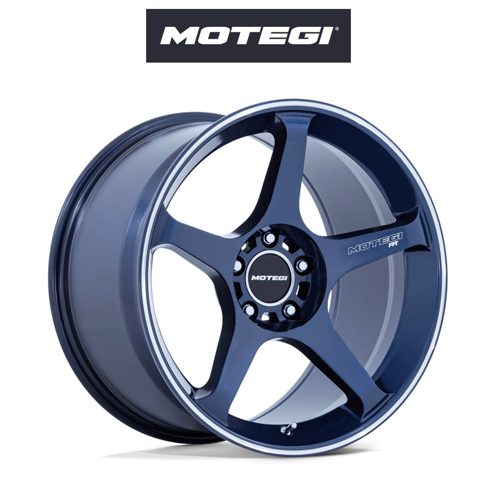 トヨタ ＧＲ８６ (Toyota GR86)用 モテギ レーシング バトル５ 18x9.5J ET 38 フロント&リア オブシディアンブルー マシンドリップストライプ付きホイール４本セット Motegi BATTLE V 18X9.5 5X100 56 +38 OB-BLU MCH (送料無料)