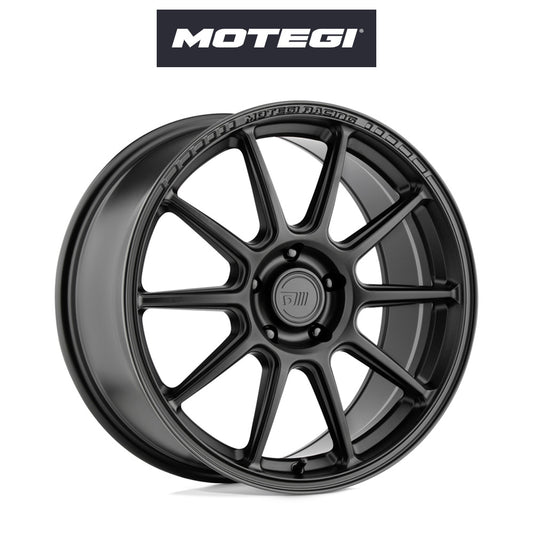 三菱 ランサー エボリューション用 モテギ レーシング MR140 18x8.5J ET 35 フロント&リア サテンブラック フローフォーミング・アルミニウムホイール４本セット (消費税、送料込み)