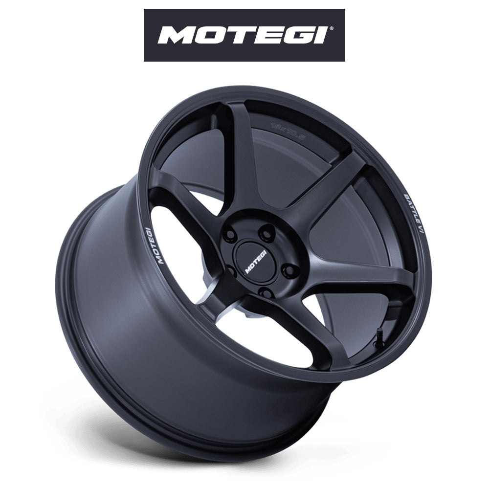 スバル ＢＲＺ (Subaru BRZ)用 モテギ レーシング バトル６ 18x9.5J ET 38 フロント&リア マットブラックバードメタリック フロー成形アルミニウムホイール４本セット　Motegi BATTLE VI 18X9.5 5X100 56 +38 M-BLB-MTL (消費税、送料込み)