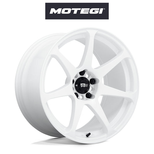 テスラモデル３用 モテギ バトル 18x8J ET 30 ホワイト ホイール４本セット Motegi BATTLE 18X8 5X4.5 72 +30 WHITE (消費税、送料込み)
