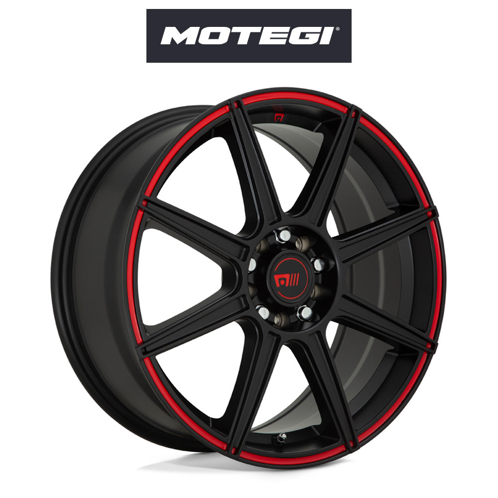 トヨタ ＧＲ８６ (Toyota GR86)用 モテギ レーシング MR142 CS8 17x7J ET 40 フロント&リア サテンブラック ホイール４本セット Motegi MR142 17X7 5X100/4.5 S-BLK RED 40MM (消費税、送料込み)