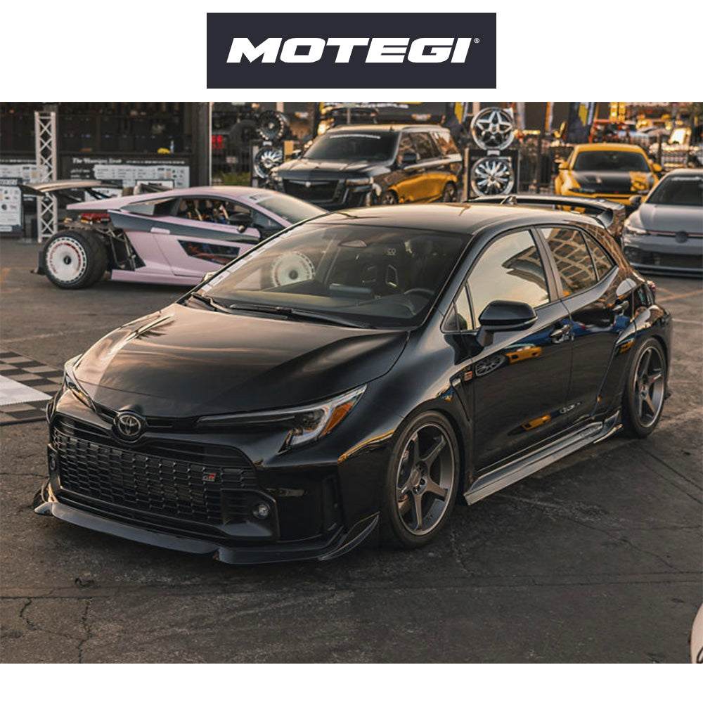 トヨタ ＧＲカローラ用 モテギ レーシング バトル５ 18x8.5J ET 22 フロント&リア ガンジラ マシンドリップストライプ付き フロー成形アルミニウムホイール４本セット　Motegi BATTLE V 18X8.5 5X4.5 72 +22 GZA-MCH (消費税、送料込み)