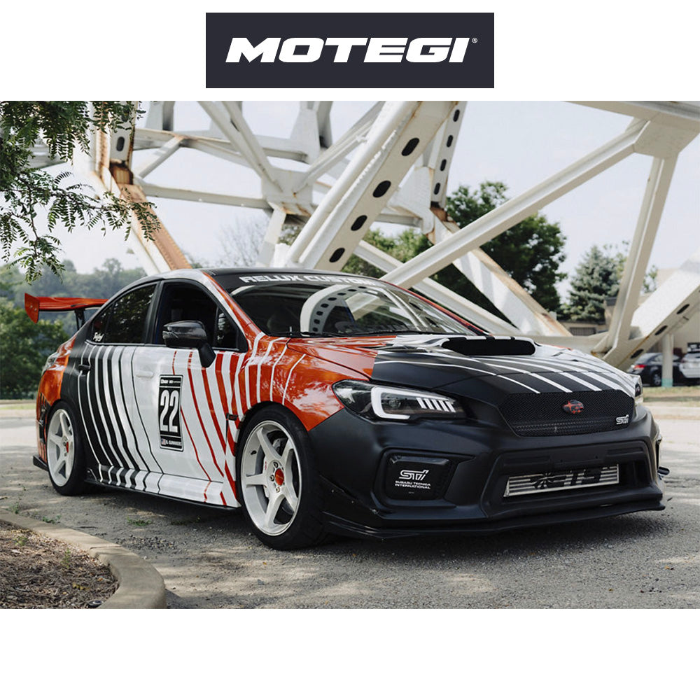 スバル ＷＲＸ ＳＴＩ用 モテギ レーシング バトル５ 18x8.5J ET 35 フロント&リア ホワイト フローフォーミング・アルミニウムホイール４本セット (消費税、送料込み)