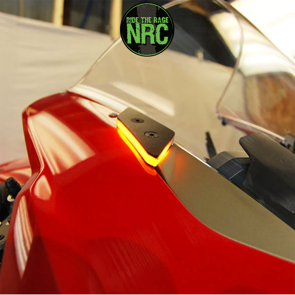 ２０１８年から２０２４年式モデル ＤＵＣＡＴＩ パニガーレＶ４用 NRC ニューレイジサイクル LEDフロントターンシグナルキット DUCATI PANIGALE V4 MIRROR BLOCK OFF TURN SIGNALS (2018 - 2024) (送料無料)