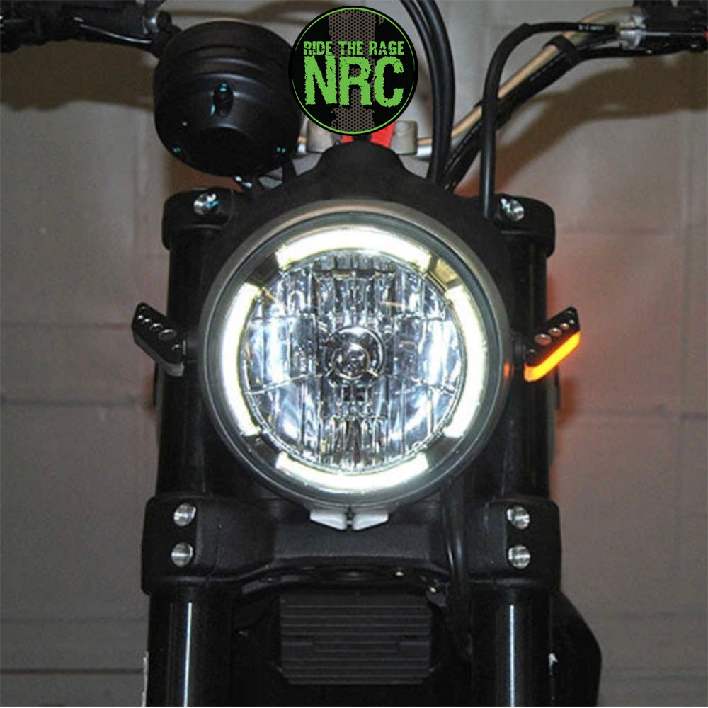 ２０１５年から２０２２年式モデル ＤＵＣＡＴＩ スクランブラーフルスロットル用 NRC ニューレイジサイクル LEDフロントターンシグナルキット DUCATI SCRAMBLER FRONT TURN SIGNALS (2015-2022) (送料無料)