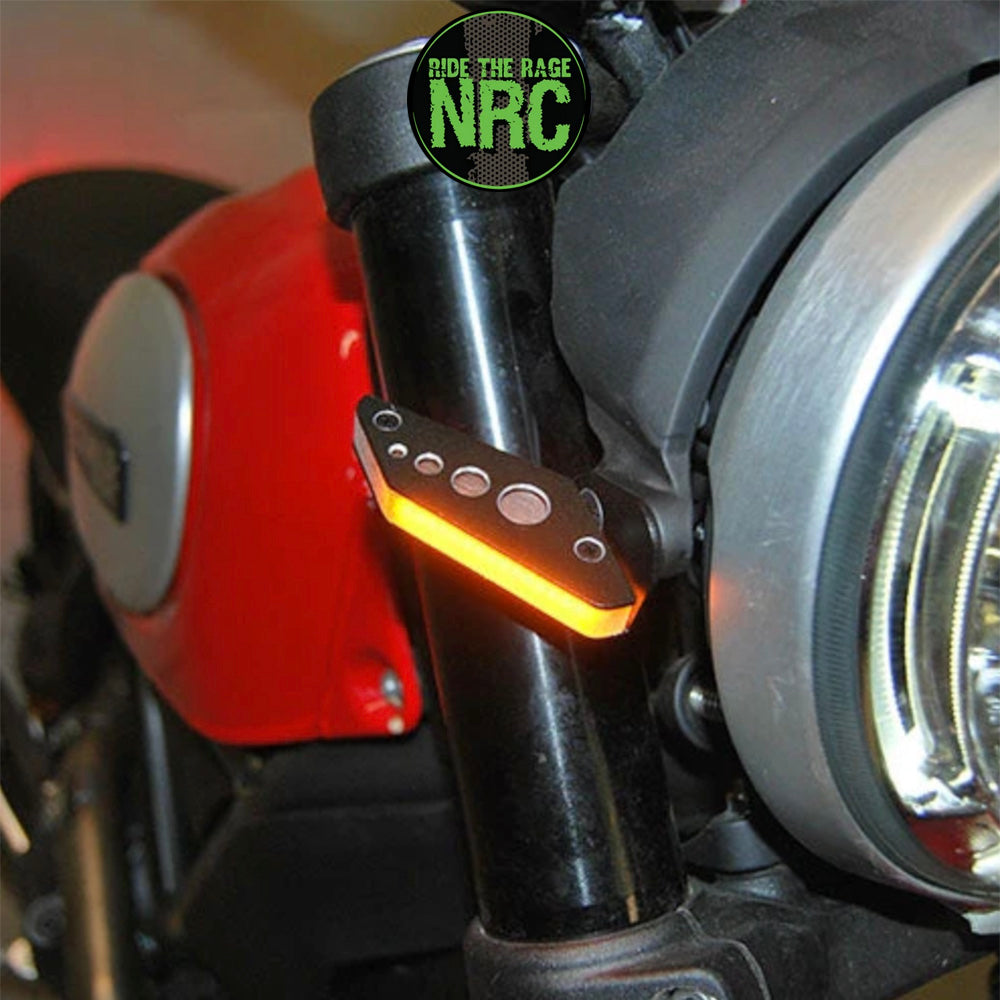 ２０１５年から２０２２年式モデル ＤＵＣＡＴＩ スクランブラーフルスロットル用 NRC ニューレイジサイクル LEDフロントターンシグナルキット DUCATI SCRAMBLER FRONT TURN SIGNALS (2015-2022) (送料無料)
