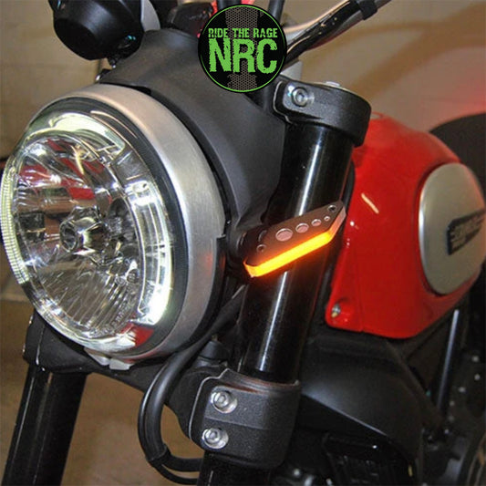 ２０１５年から２０２２年式モデル ＤＵＣＡＴＩ スクランブラーアイコン用 NRC ニューレイジサイクル LEDフロントターンシグナルキット DUCATI SCRAMBLER FRONT TURN SIGNALS (2015-2022) (送料無料)