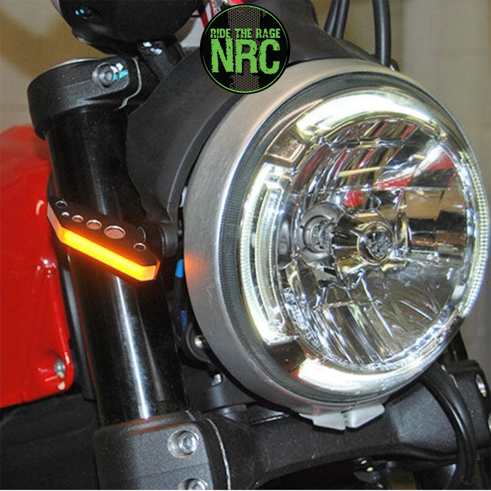 ２０１５年から２０２２年式モデル ＤＵＣＡＴＩ スクランブラーフルスロットル用 NRC ニューレイジサイクル LEDフロントターンシグナルキット DUCATI SCRAMBLER FRONT TURN SIGNALS (2015-2022) (送料無料)