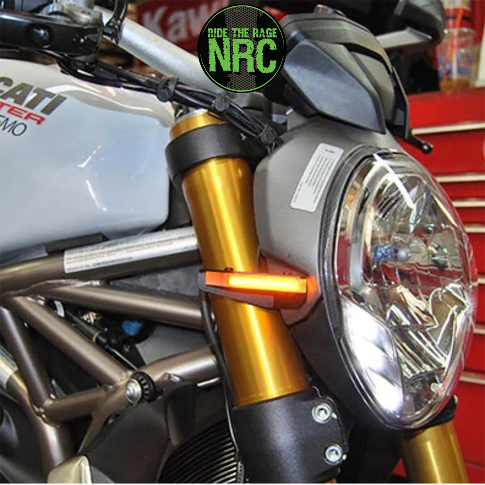 ２００８年から２０１４年式モデル ＤＵＣＡＴＩ モンスター６９６用 NRC ニューレイジサイクル LEDフロントターンシグナルキット DUCATI MONSTER 696 FRONT TURN SIGNALS (2008 - 2014) (送料無料)
