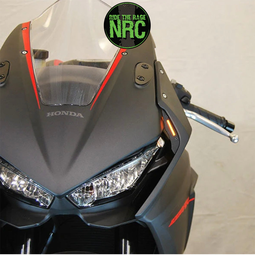 ２０１７年から現行年式モデル ホンダ ＣＢＲ１０００ＲＲ用 NRC ニューレイジサイクル LEDフロントターンシグナルキット (ミラーカバー付き) HONDA CBR 1000RR FRONT SIGNALS (2017 - PRESENT) (送料無料)
