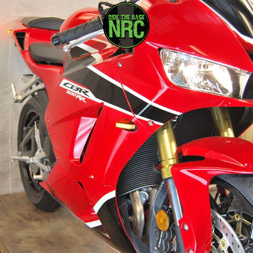 ２０１３年から２０２２年式モデル ホンダ ＣＢＲ６００ＲＲ 用 NRC ニューレイジサイクル LEDフロントターンシグナルキット (ミラーカバー付き) HONDA CBR 600RR FRONT SIGNALS (2013-2022) (送料無料)