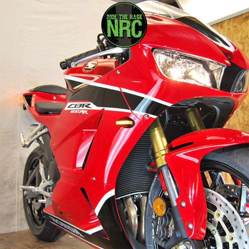 ２０１３年から２０２２年式モデル ホンダ ＣＢＲ６００ＲＲ 用 NRC ニューレイジサイクル LEDフロントターンシグナルキット (ミラーカバー付き) HONDA CBR 600RR FRONT SIGNALS (2013-2022) (送料無料)