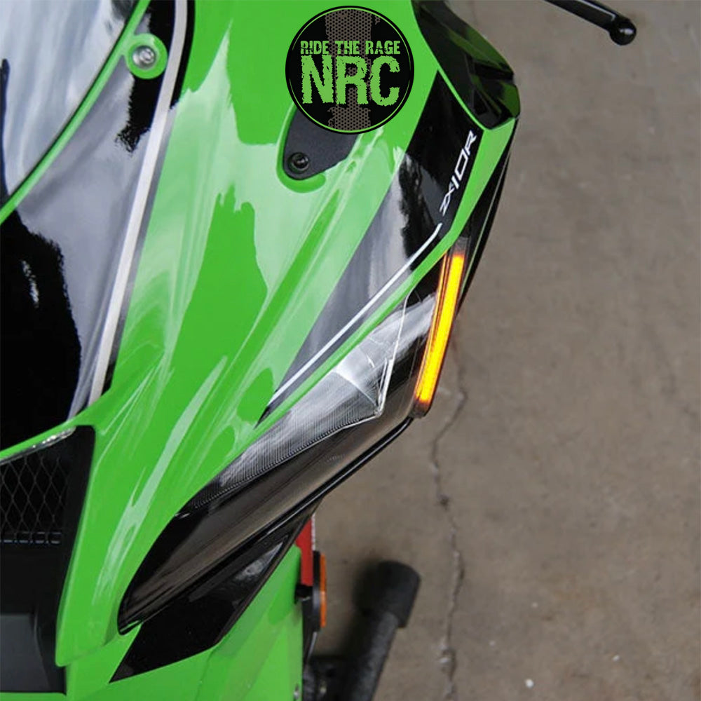 ２０１６年から２０２０年式モデル カワサキ Ｎｉｎｊａ　ＺＸ－１０Ｒ用 NRC ニューレイジサイクル LEDフロントターンシグナルキット KAWASAKI ZX-10R FRONT LED TURN SIGNALS (2016 - 2020) (送料無料)