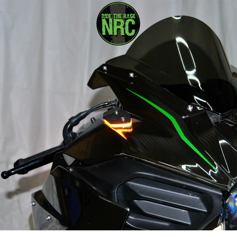 ２０１５年から現行年式モデル カワサキ Ｎｉｎｊａ　Ｈ２用 NRC ニューレイジサイクル ミラーカバー LEDフロントターンシグナルキット KAWASAKI H2 MIRROR BLOCK OFF TURN SIGNALS (2015-PRESENT) (送料無料)