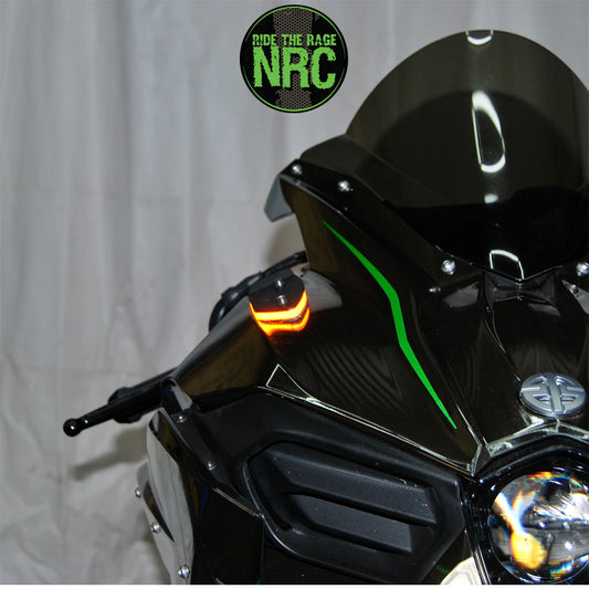 ２０１５年から現行年式モデル カワサキ Ｎｉｎｊａ　Ｈ２用 NRC ニューレイジサイクル ミラーカバー LEDフロントターンシグナルキット KAWASAKI H2 MIRROR BLOCK OFF TURN SIGNALS (2015-PRESENT) (送料無料)