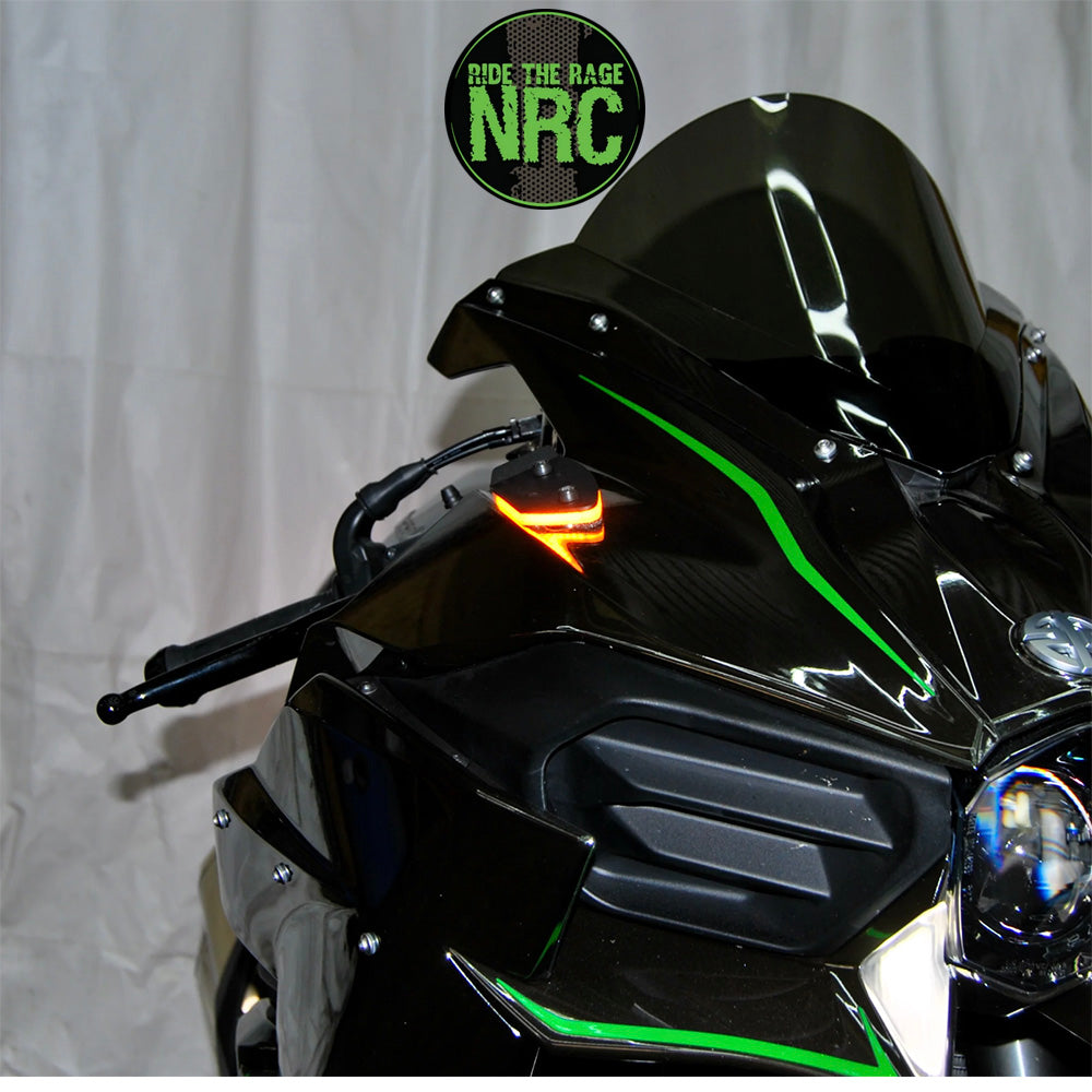 ２０１５年から現行年式モデル カワサキ Ｎｉｎｊａ　Ｈ２用 NRC ニューレイジサイクル ミラーカバー LEDフロントターンシグナルキット KAWASAKI H2 MIRROR BLOCK OFF TURN SIGNALS (2015-PRESENT) (送料無料)