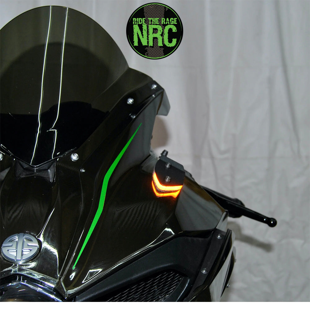 ２０１５年から現行年式モデル カワサキ Ｎｉｎｊａ　Ｈ２用 NRC ニューレイジサイクル ミラーカバー LEDフロントターンシグナルキット KAWASAKI H2 MIRROR BLOCK OFF TURN SIGNALS (2015-PRESENT) (送料無料)