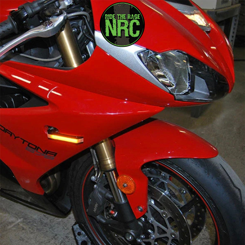 ２０１３年から現行年式モデル ＴＲＩＵＭＰＨ デイトナ６７５/６７５Ｒ用 NRC ニューレイジサイクル LEDフロントターンシグナルキット TRIUMPH DAYTONA 675 FRONT TURN SIGNALS (2013 - PRESENT) (送料無料)