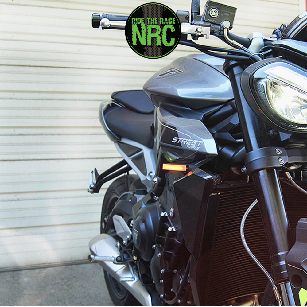 ２０２４年から現行年式モデル ＴＲＩＵＭＰＨ スピードトリプルＲＳ用 NRC ニューレイジサイクル LEDフロントターンシグナルキット TRIUMPH STREET TRIPLE FRONT TURN SIGNALS (2024 - PRESENT) (送料無料)