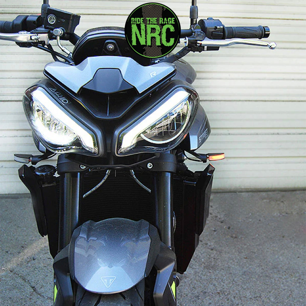 ２０２４年から現行年式モデル ＴＲＩＵＭＰＨ スピードトリプルＲＳ用 NRC ニューレイジサイクル LEDフロントターンシグナルキット TRIUMPH STREET TRIPLE FRONT TURN SIGNALS (2024 - PRESENT) (送料無料)