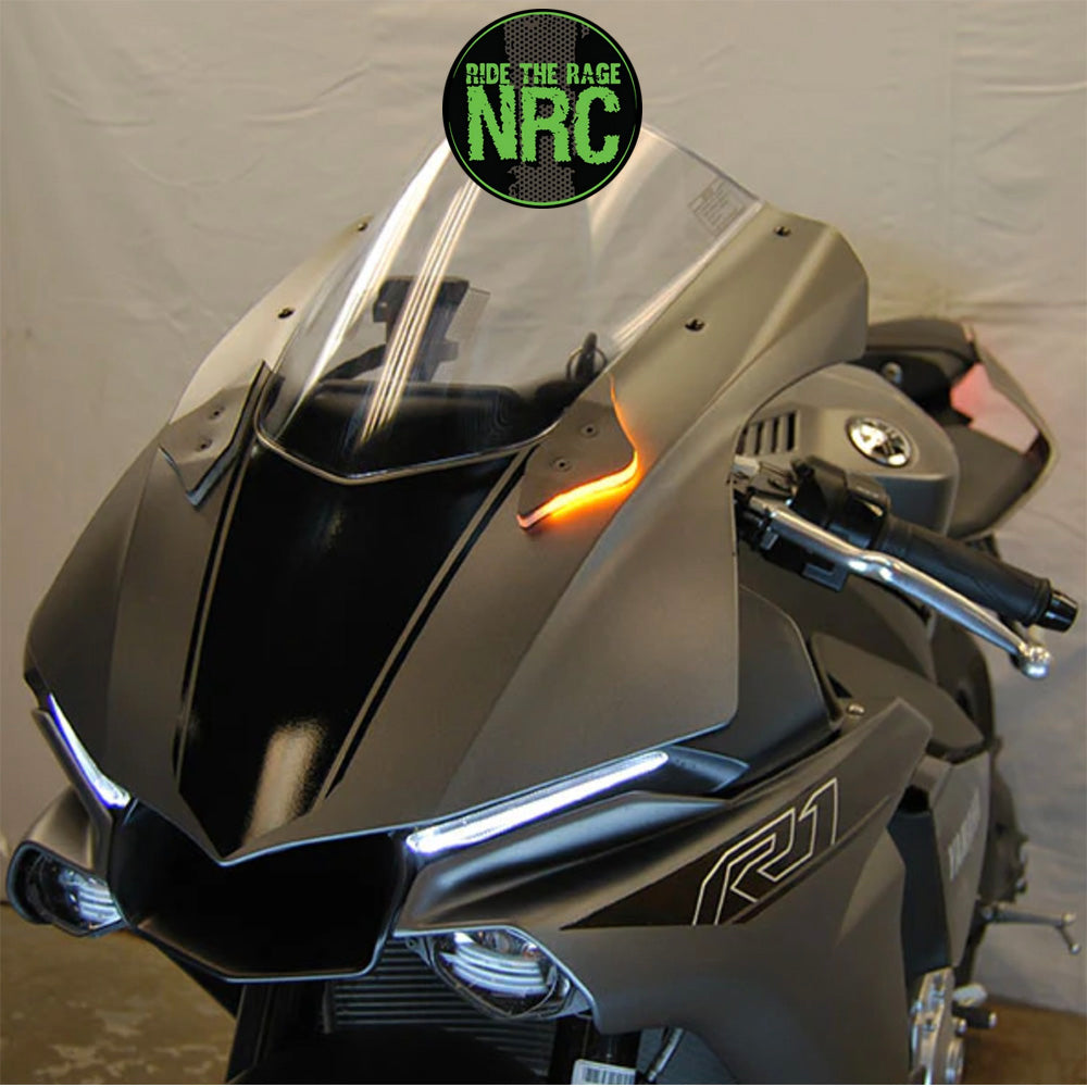 ２０１５年から２０１９年式モデル ヤマハ ＹＺＦ－Ｒ１用 NRC ニューレイジサイクル LEDフロントターンシグナルキット YAMAHA R1 MIRROR BLOCK OFF TURN SIGNALS (2015-2019) (送料無料)
