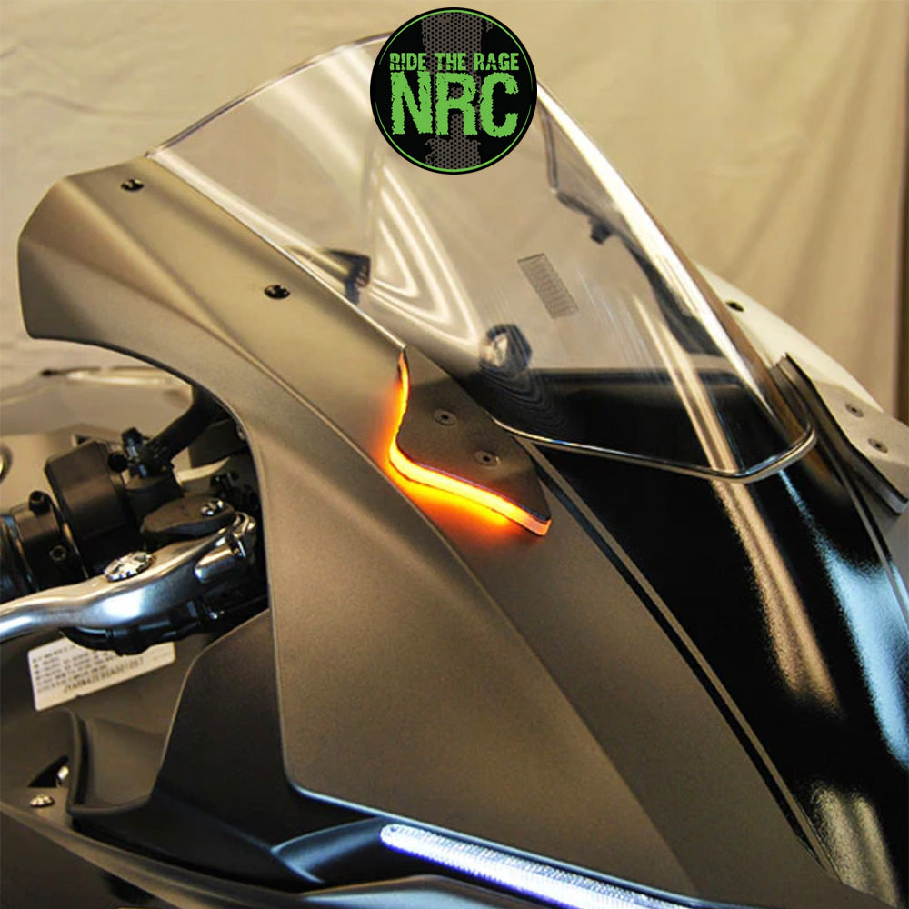 ２０１５年から２０１９年式モデル ヤマハ ＹＺＦ－Ｒ１用 NRC ニューレイジサイクル LEDフロントターンシグナルキット YAMAHA R1 MIRROR BLOCK OFF TURN SIGNALS (2015-2019) (送料無料)
