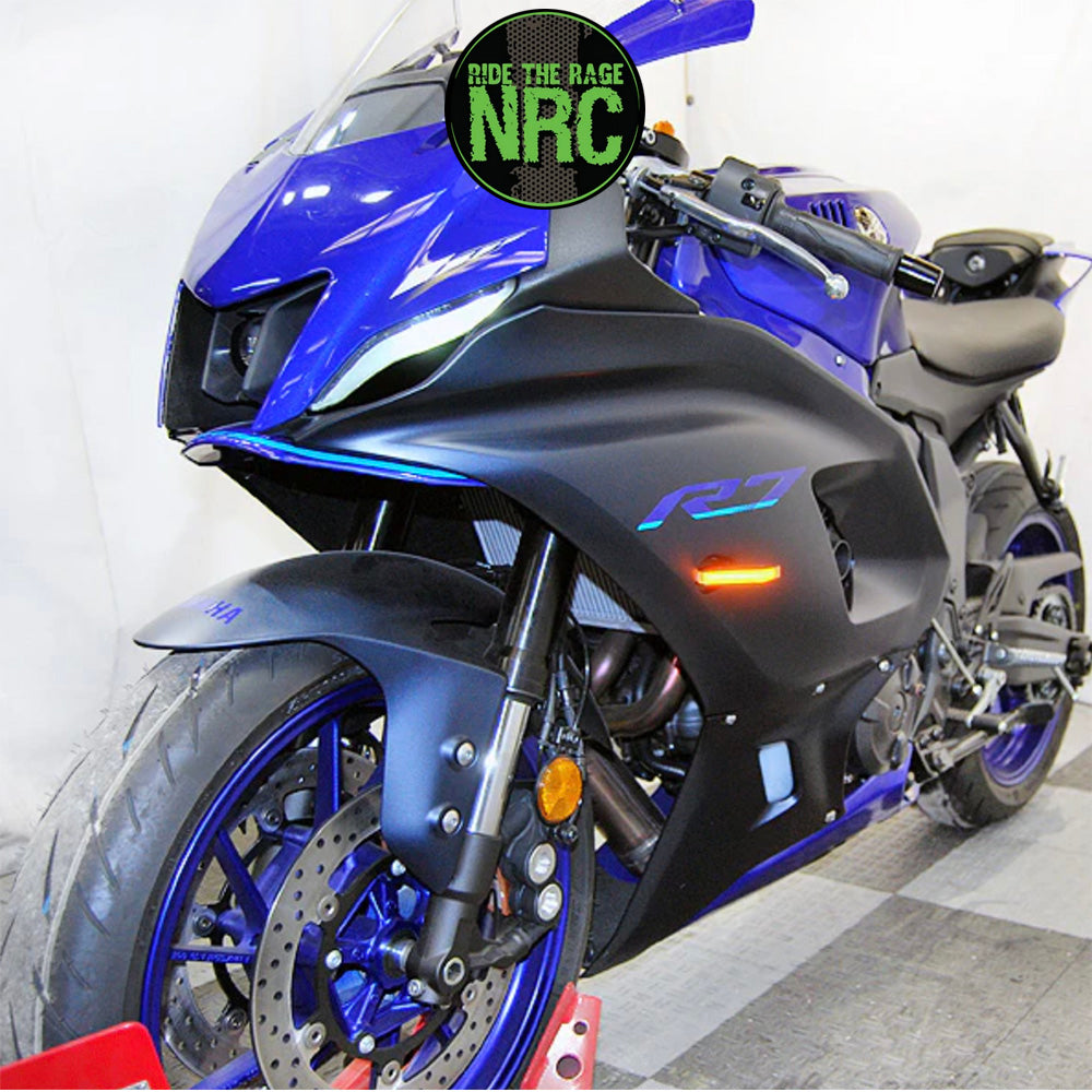２０２１年から現行年式モデル ヤマハ ＹＺＦ－Ｒ７用 NRC ニューレイジサイクル LEDフロントターンシグナルキット(ミラーカバー付き) YAMAHA R7 FRONT TURN SIGNALS (2021 - PRESENT) (送料無料)