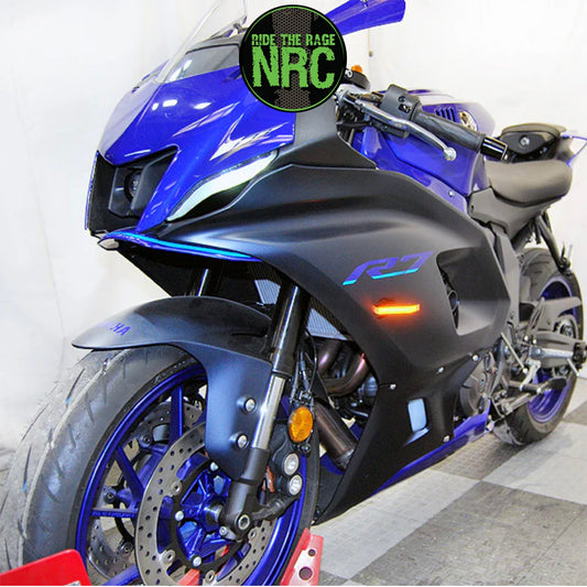 ２０２１年から現行年式モデル ヤマハ ＹＺＦ－Ｒ７用 NRC ニューレイジサイクル LEDフロントターンシグナルキット(ミラーカバー付き) YAMAHA R7 FRONT TURN SIGNALS (2021 - PRESENT) (送料無料)