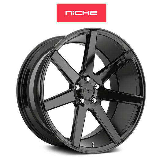 日産 ＧＴ－Ｒ用 ニッチ ヴェローナ 19x8.5J ET 35 フロント、19x9.5J ET 35 リア グロスブラック ホイール４本セット (消費税、送料込み)