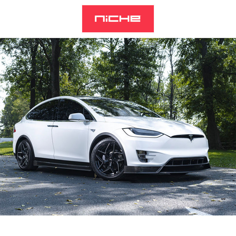 テスラモデルＹ用 ニッチ トーション 20x10.5J ET 40 フロント、リア グロスブラック ミルドアクセント ホイール４本セット　Niche TORSION 20X10.5 5X4.5 72 NBL 40MM (消費税、送料込み)