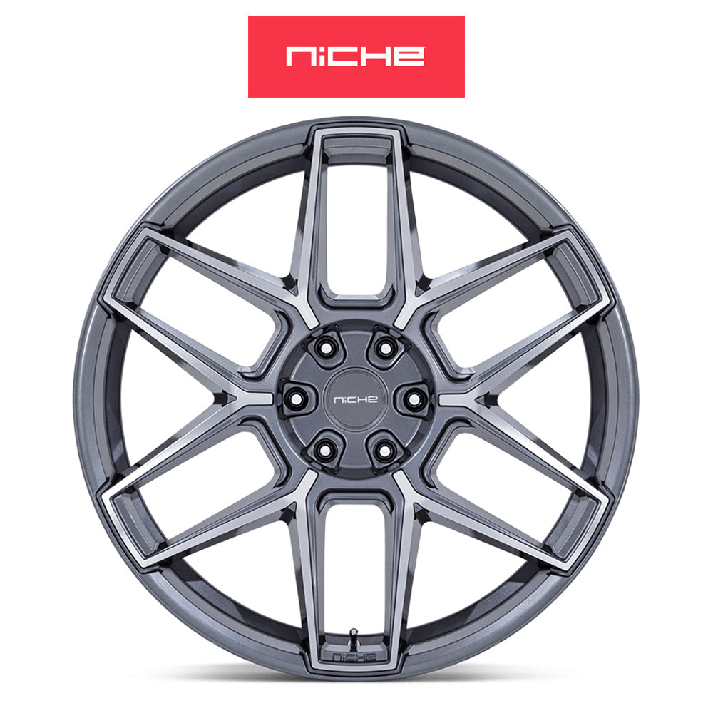 レクサス ＲＸ用 ニッチ ライズ 20x9J ET 35 フロント、リア アンスラサイト マシンドフェイス ホイール４本セット　Niche RISE 20X9 5X4.5 72 +35 ANTH MACH-FC (消費税、送料込み)