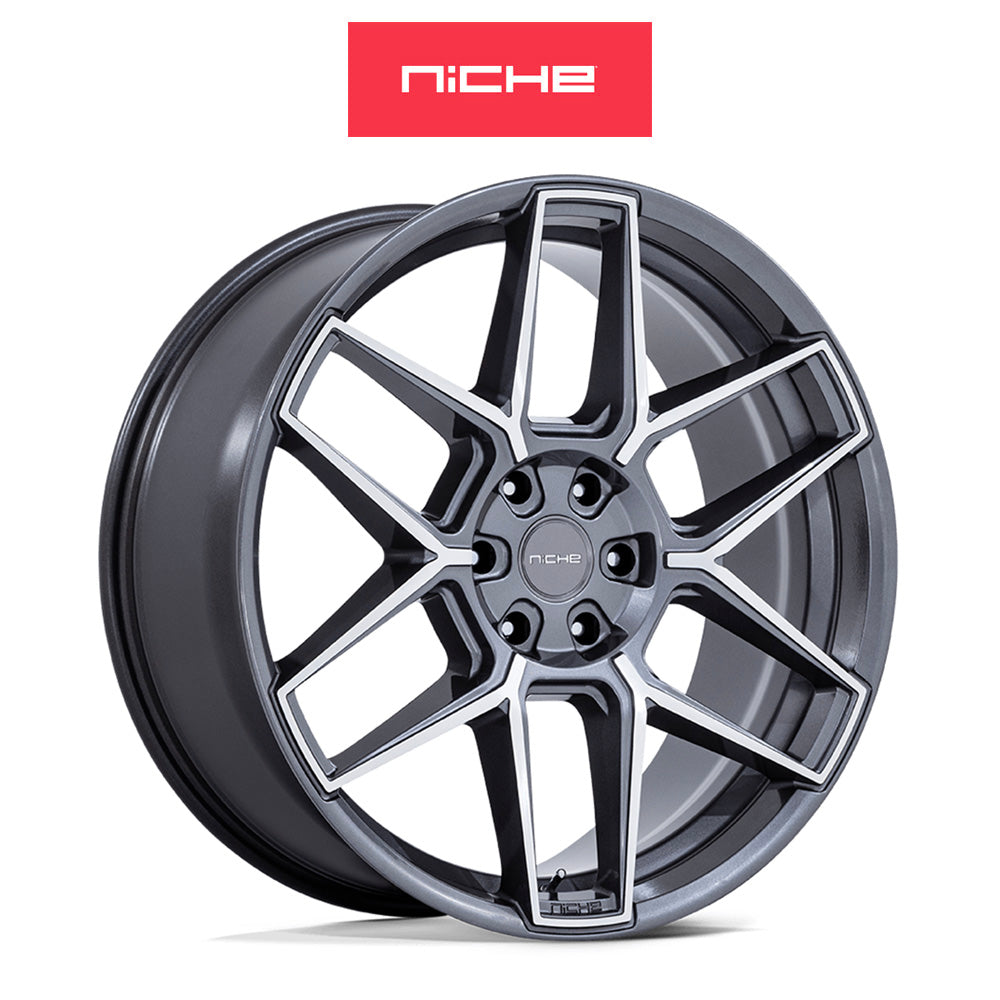 レクサス ＲＸ用 ニッチ ライズ 20x9J ET 35 フロント、リア アンスラサイト マシンドフェイス ホイール４本セット　Niche RISE 20X9 5X4.5 72 +35 ANTH MACH-FC (消費税、送料込み)