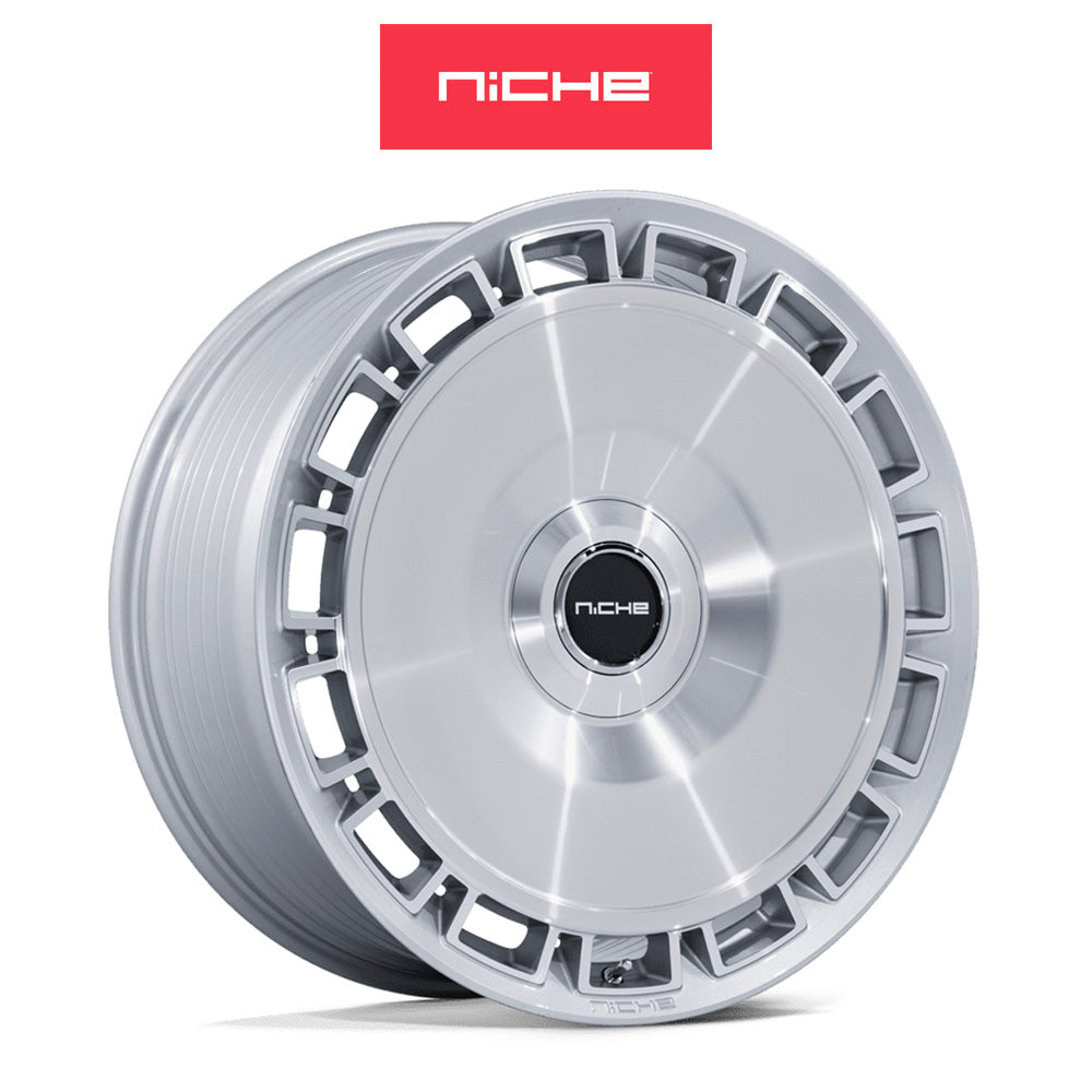 日産 ＧＴ－Ｒ用 ニッチ ベニス 20x9J ET 35 フロント、20x10.5 ET 40 リア グロスシルバー / マシーンドフェイス フローフォーミング・アルミニウムホイール４本セット (消費税、送料込み)