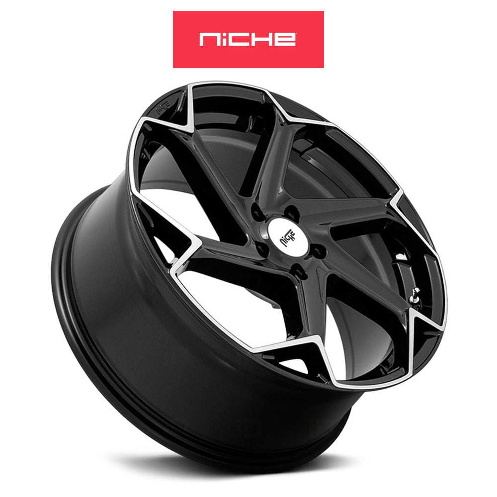 テスラモデルＹ用 ニッチ フラッシュ 20x10.5J ET 40 フロント、リア グロスブラック ブラッシュド ホイール４本セット Niche FLASH 20X10.5 5X4.5 72 RBL 40MM (消費税、送料込み)