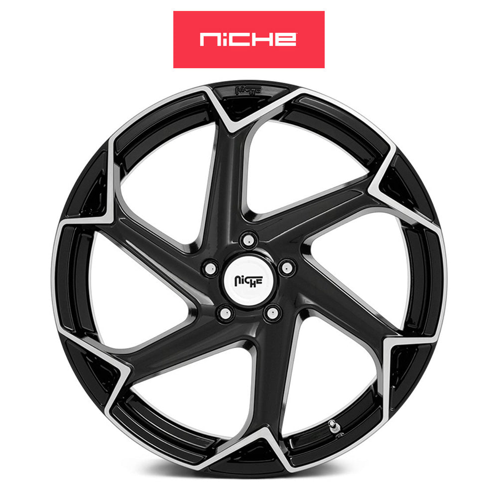 テスラモデルＹ用 ニッチ フラッシュ 20x10.5J ET 40 フロント、リア グロスブラック ブラッシュド ホイール４本セット Niche FLASH 20X10.5 5X4.5 72 RBL 40MM (消費税、送料込み)