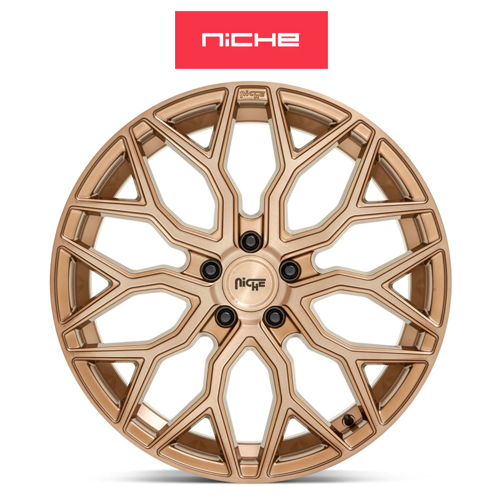 テスラモデル３用 ニッチ マザンティ 19x9.5J ET 35 フロント、リア ブロンズブラッシュド ホイール４本セット Niche MAZZANTI 19X9.5 5X4.5 72 BZBR 35MM (消費税、送料込み)