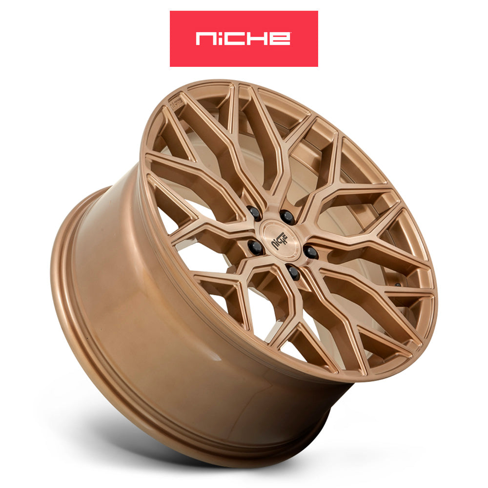 テスラモデル３用 ニッチ マザンティ 19x9.5J ET 35 フロント、リア ブロンズブラッシュド ホイール４本セット Niche MAZZANTI 19X9.5 5X4.5 72 BZBR 35MM (消費税、送料込み)